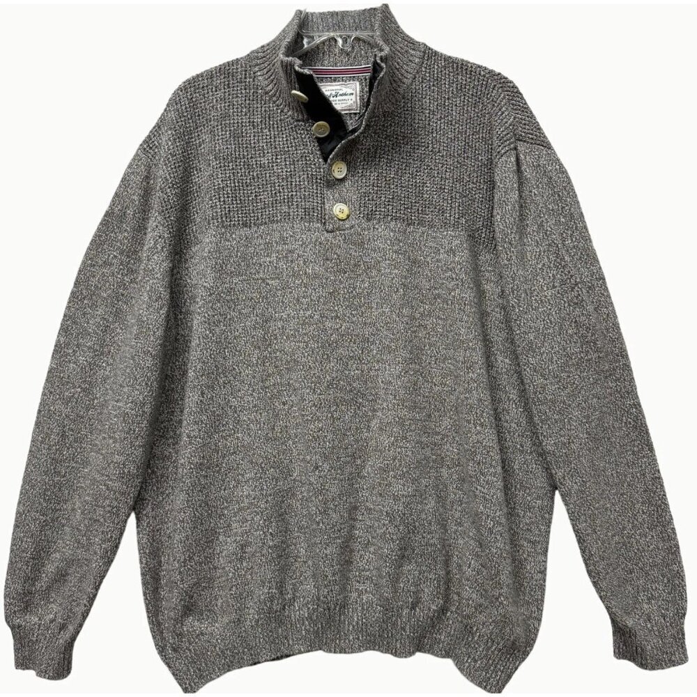 Flag & Anthem Men’s Heather Gray 1/4 Henley Pullover Sweater XXL